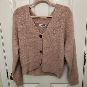Double zero pink/mauve fuzzy cardigan/sweater